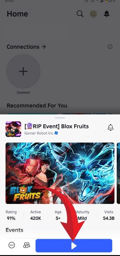 Click on the Play button to launch the Roblox Blox Fruits game