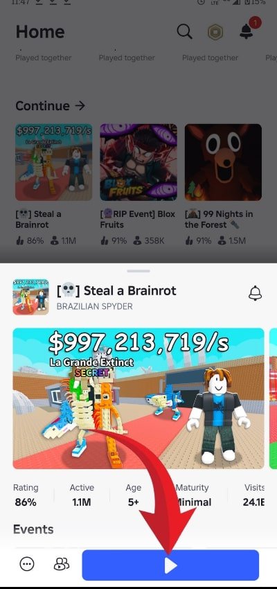 Launch the Steal A Brainrot game 