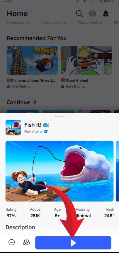 Play the Roblox Fish It game to execute the Vinz Hub Script