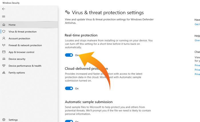 Disable real time protection